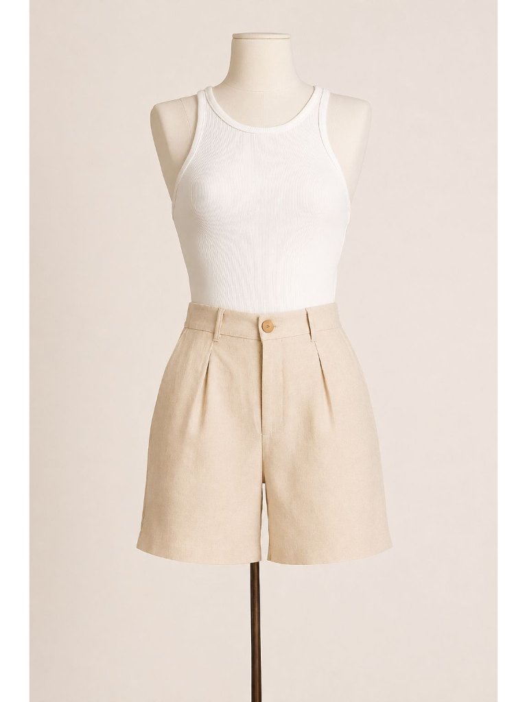 Nwt Time And Tru Women’s Beige Linen Blend Shorts Size Xl (16-18) 5” Inseam